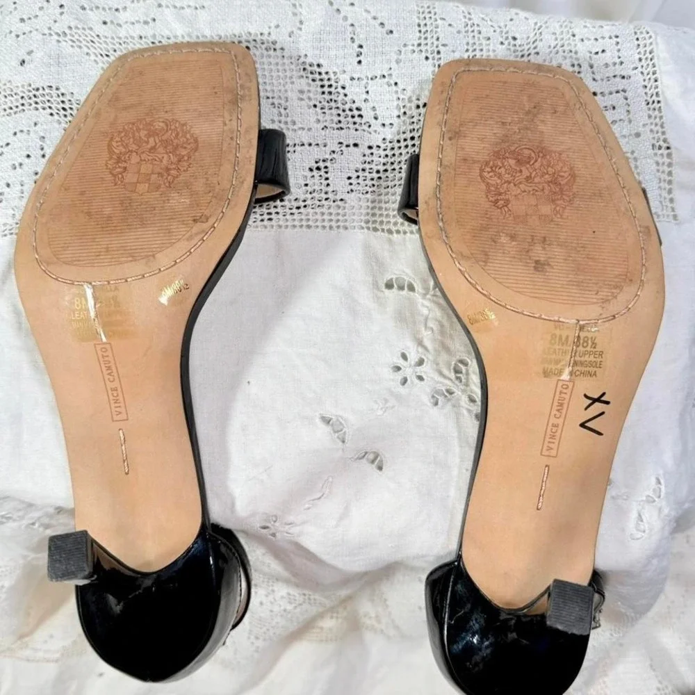 Vince Camuto Black Patent Ankle Strap Heels – Women's 8M / 38.5 - Picture 5 of 7